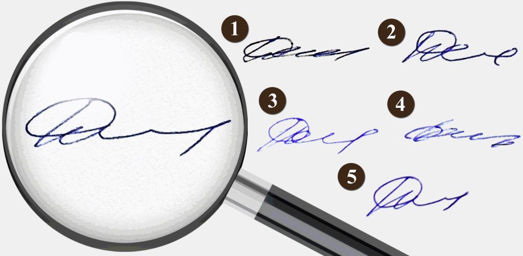 Признаки подделки подписи